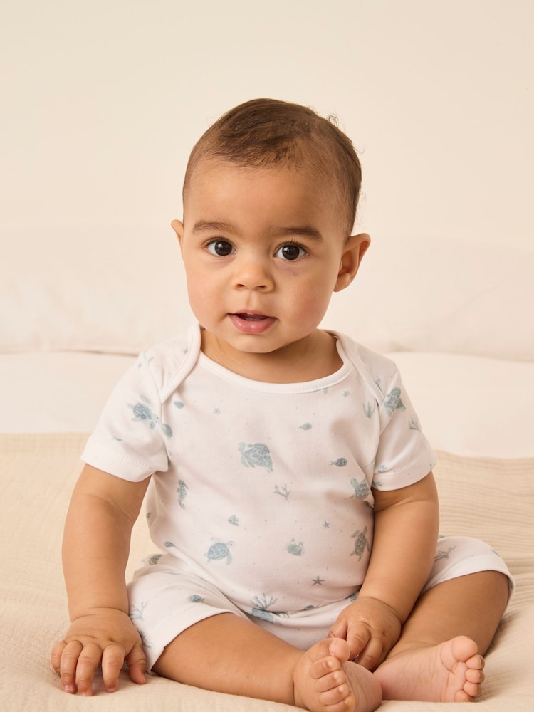 The White Company 100% Cotton Under The Sea White Rompersuit - Image 1 of 5
