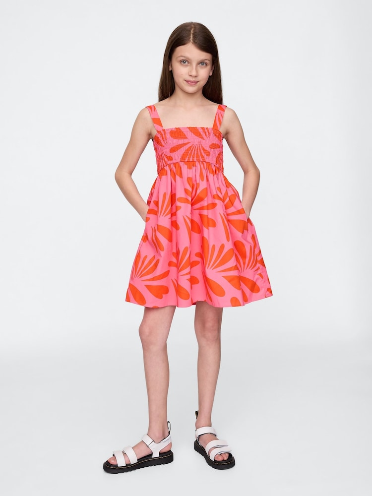 Gap Pink Smocked Poplin Dress (4-13yrs) - Image 1 of 4