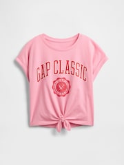 Gap Pink Tie-Front Logo T-Shirt (4-13yrs) - Image 3 of 4