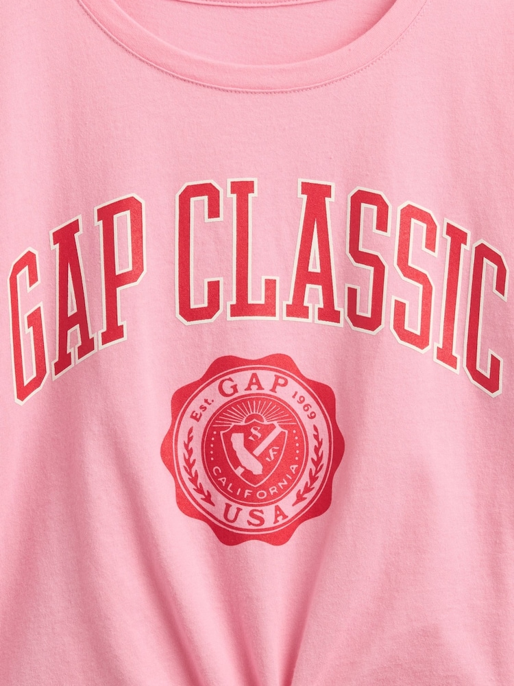 Gap Pink Tie-Front Logo T-Shirt (4-13yrs) - Image 4 of 4 Gap Pink Tie-Front Logo T-Shirt (4-13yrs) - Image 4 of 4