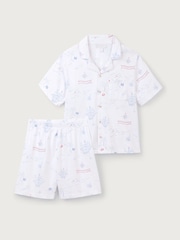 The White Company Relaxed Fit White 100% Cotton Treasure Island Jersey Traditional Short Pyjamas - Image 6 of 6