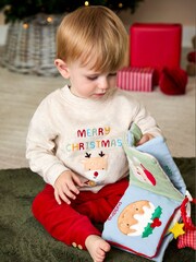 JoJo Maman Bébé Neutral Christmas Sweatshirt & Leggings Set - Image 3 of 3