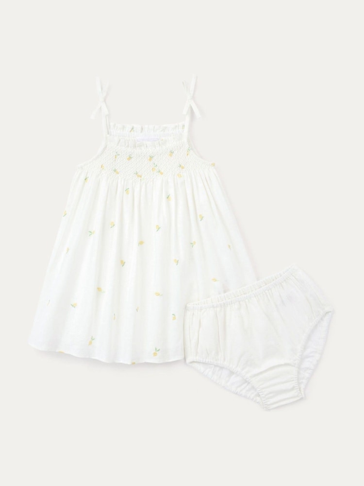The White Company Lemon Hand Smocked Embroidered White Dress - Image 10 of 10