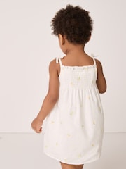 The White Company Lemon Hand Smocked Embroidered White Dress - Image 4 of 10