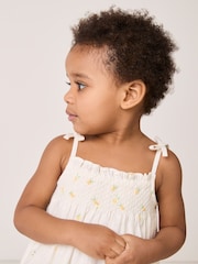 The White Company Lemon Hand Smocked Embroidered White Dress - Image 8 of 10
