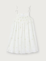 The White Company Lemon Hand Smocked Embroidered White Dress - Image 9 of 10