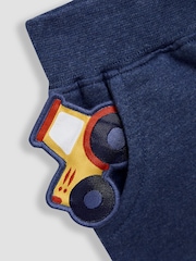 JoJo Maman Bébé Navy Blue Tractor 2-Piece Embroidered Half Zip & Joggers Set - Image 6 of 7
