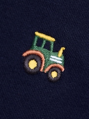 JoJo Maman Bébé Navy Blue Tractor 2-Piece Embroidered Half Zip & Joggers Set - Image 7 of 7