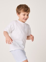The White Company Relaxed Fit Blue 100% Cotton Treasure Island Logo and Stripe Woven Short Pyjamas Set - Image 3 of 5