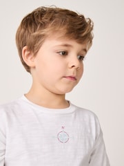 The White Company Relaxed Fit Blue 100% Cotton Treasure Island Logo and Stripe Woven Short Pyjamas Set - Image 4 of 5