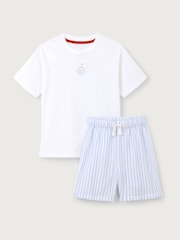The White Company Relaxed Fit Blue 100% Cotton Treasure Island Logo and Stripe Woven Short Pyjamas Set - Image 5 of 5