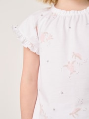 The White Company Relaxed Fit Pink 100% Cotton Boho Neck Turtle Short Pyjamas Set - Image 5 of 6