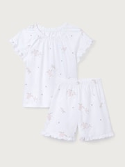 The White Company Relaxed Fit Pink 100% Cotton Boho Neck Turtle Short Pyjamas Set - Image 6 of 6
