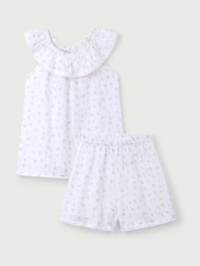 The White Company Relaxed Fit Double 100% Cotton Peach Frill Short White Pyjamas - Image 5 of 5