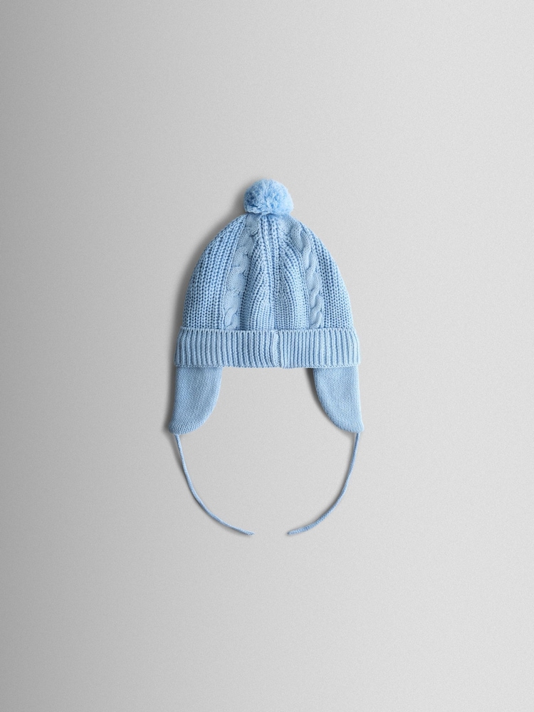 JoJo Maman Bébé Light Blue Cosy Pom Pom Rib Hat - Image 1 of 4 JoJo Maman Bébé Light Blue Cosy Pom Pom Rib Hat - Image 1 of 4