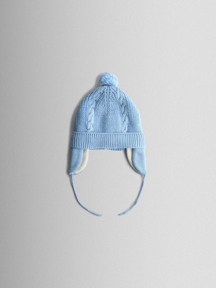 JoJo Maman Bébé Light Blue Cosy Pom Pom Rib Hat - Image 2 of 4 JoJo Maman Bébé Light Blue Cosy Pom Pom Rib Hat - Image 2 of 4