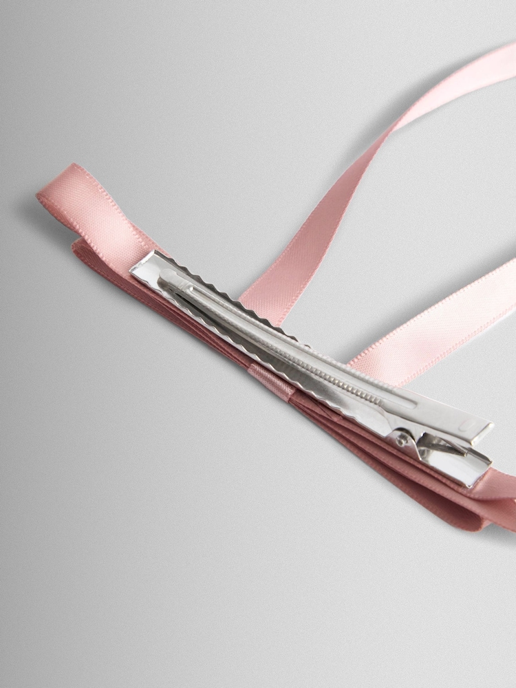 JoJo Maman Bébé Pink Thin Satin Bow Clip - Image 4 of 4