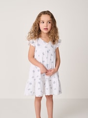 The White Company Crinkle 100% Cotton Elodie Floral Wrap Tiered White Dress - Image 4 of 9