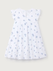 The White Company Crinkle 100% Cotton Elodie Floral Wrap Tiered White Dress - Image 8 of 9