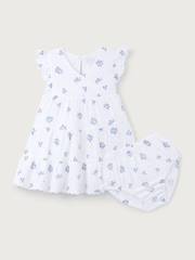 The White Company Crinkle 100% Cotton Elodie Floral Wrap Tiered White Dress - Image 9 of 9