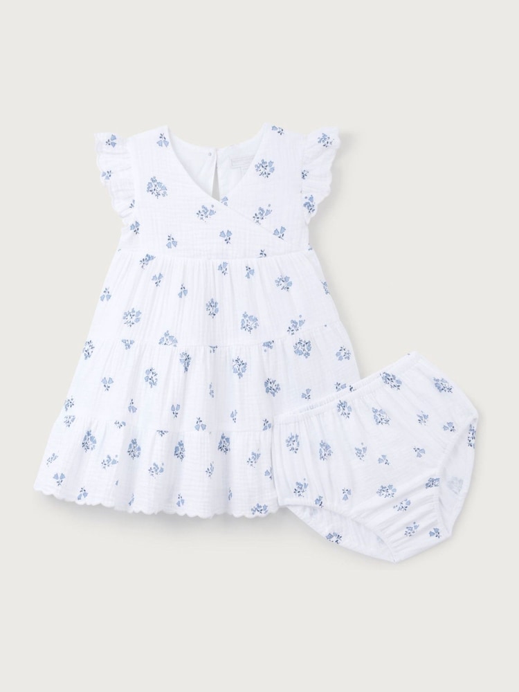 The White Company Crinkle 100% Cotton Elodie Floral Wrap Tiered White Dress - Image 9 of 9 The White Company Crinkle 100% Cotton Elodie Floral Wrap Tiered White Dress - Image 9 of 9