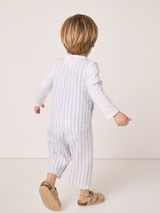 The White Company 100% Cotton Seersucker White Dungarees and Top Set - Image 2 of 5