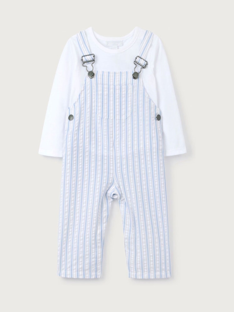 The White Company 100% Cotton Seersucker White Dungarees and Top Set - Image 5 of 5
