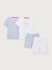 The White Company Relaxed Fit 100% Cotton Shark and Stripe White Pyjamas Set Of 2 - Image 5 of 6