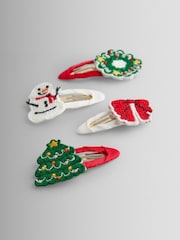 Rojo - Pack de 4pinzas festivas bordadas de Jojo Maman Bébé - Imagen 3 de 3