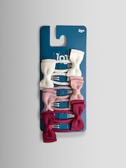JoJo Maman Bébé Dusky Pink 6-Pack Grosgrain Bow Clips - Image 1 of 3