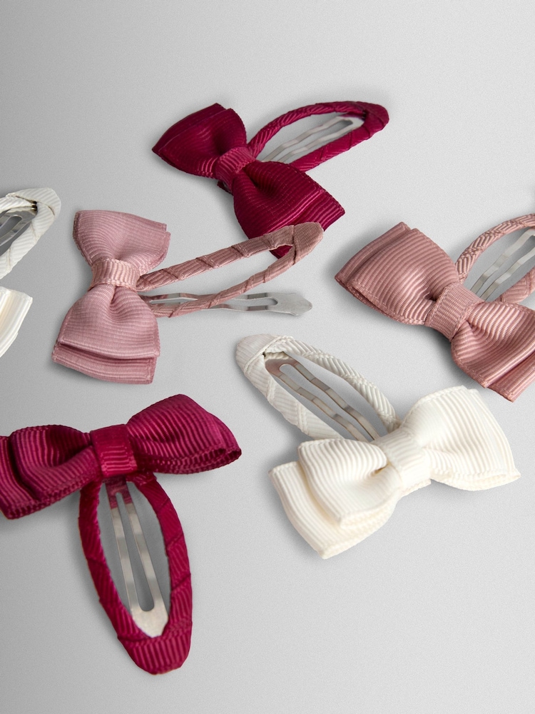 JoJo Maman Bébé Dusky Pink 6-Pack Grosgrain Bow Clips - Image 3 of 3