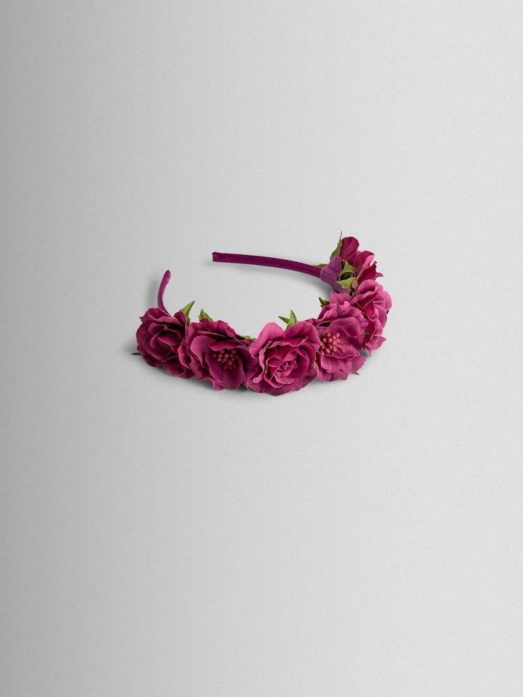 JoJo Maman Bébé Purple Floral Tartan Ruffle Headband - Image 3 of 3