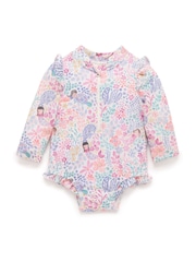 Purebaby Pink Mermaid Print Long Sleeve Swimsuit - Image 2 of 5