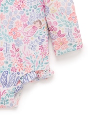 Purebaby Pink Mermaid Print Long Sleeve Swimsuit - Image 3 of 5
