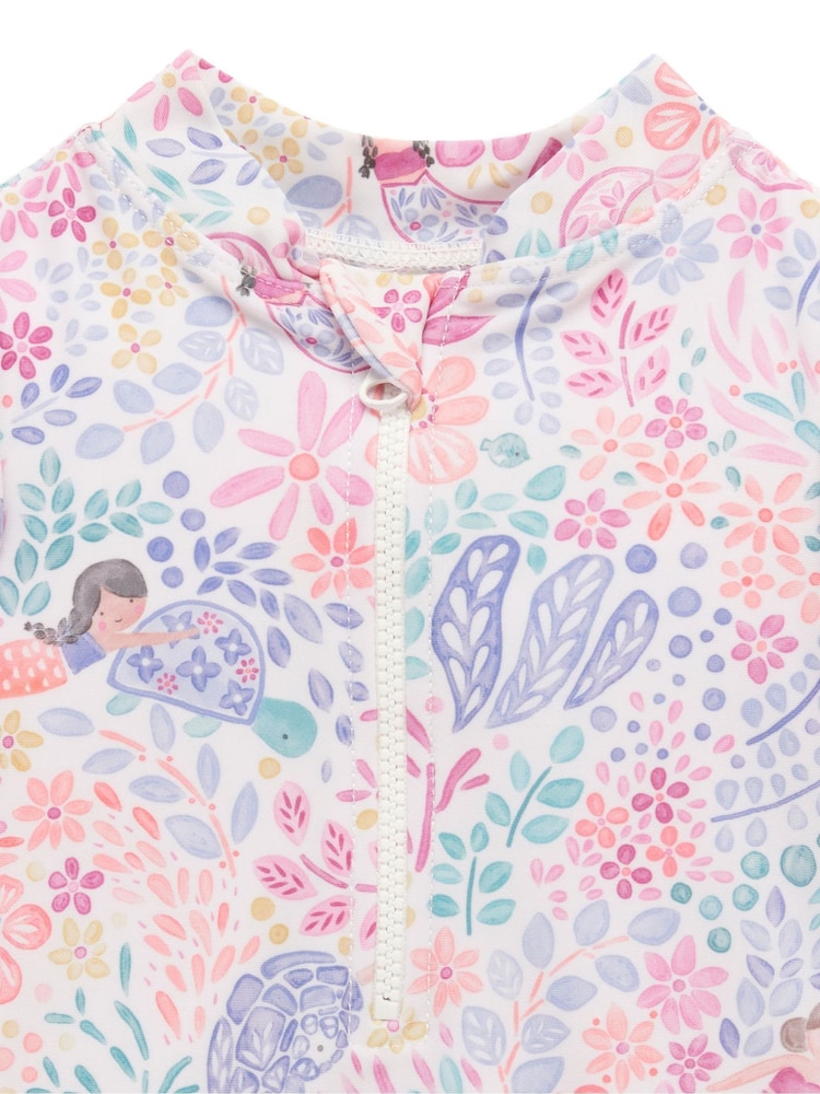 Purebaby Pink Mermaid Print Long Sleeve Swimsuit - Image 5 of 5