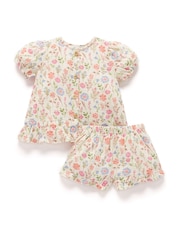 Purebaby Pink 100% Cotton Top & Short Sets - Image 2 of 5