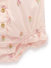 Purebaby Pink Floral Embroidered 100% Cotton Bodysuit - Image 3 of 3