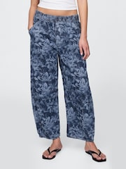 Gap Blue Floral Mid Waist UltraSoft Easy Horseshoe Jeans - Image 1 of 7