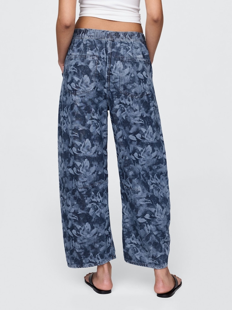 Gap Blue Floral Mid Waist UltraSoft Easy Horseshoe Jeans - Image 2 of 7