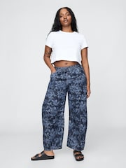 Gap Blue Floral Mid Waist UltraSoft Easy Horseshoe Jeans - Image 4 of 7