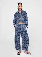 Gap Blue Floral Mid Waist UltraSoft Easy Horseshoe Jeans - Image 6 of 7