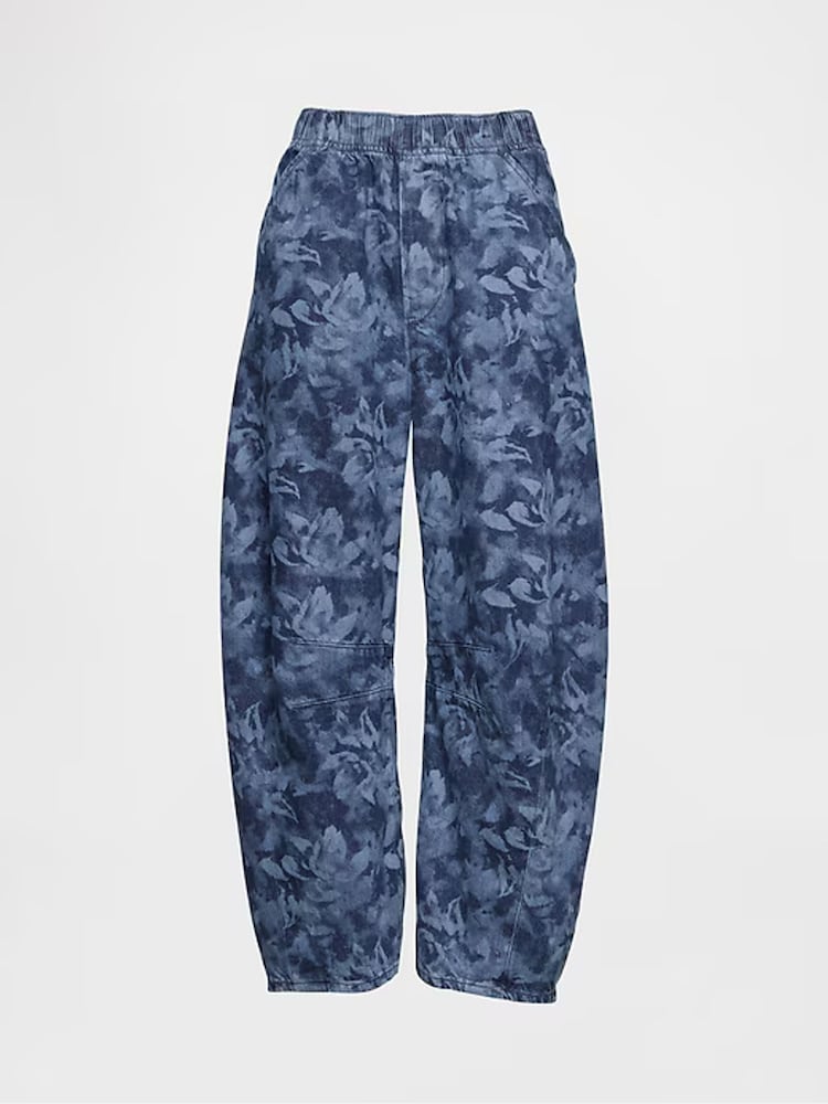 Gap Blue Floral Mid Waist UltraSoft Easy Horseshoe Jeans - Image 7 of 7