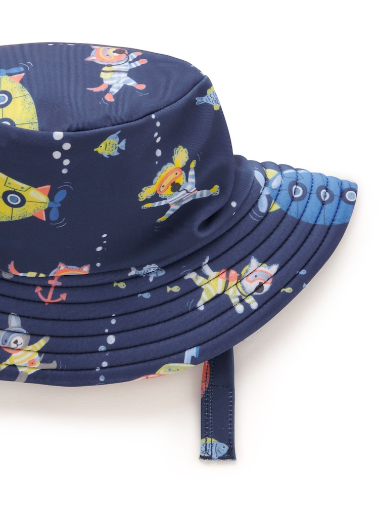 Purebaby Blue Broad Brim Swim Hat - Image 2 of 2