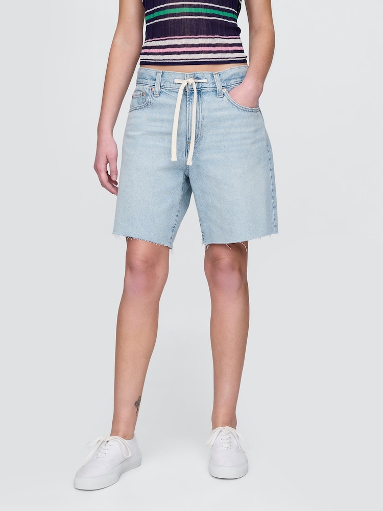 Gap Blue 8 Inch Mid Rise 90s Loose Denim Bermuda Shorts - Image 1 of 5