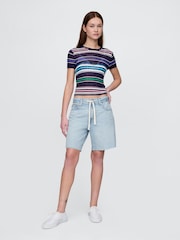 Gap Blue 8 Inch Mid Rise 90s Loose Denim Bermuda Shorts - Image 4 of 5