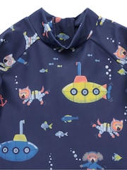 Purebaby Blue Submarine Long Sleeve Rashie Shorts Set - Image 3 of 5