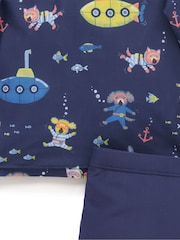 Purebaby Blue Submarine Long Sleeve Rashie Shorts Set - Image 4 of 5
