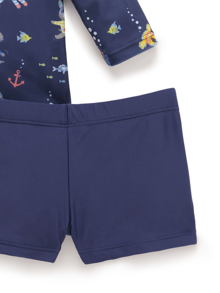 Purebaby Blue Submarine Long Sleeve Rashie Shorts Set - Image 5 of 5