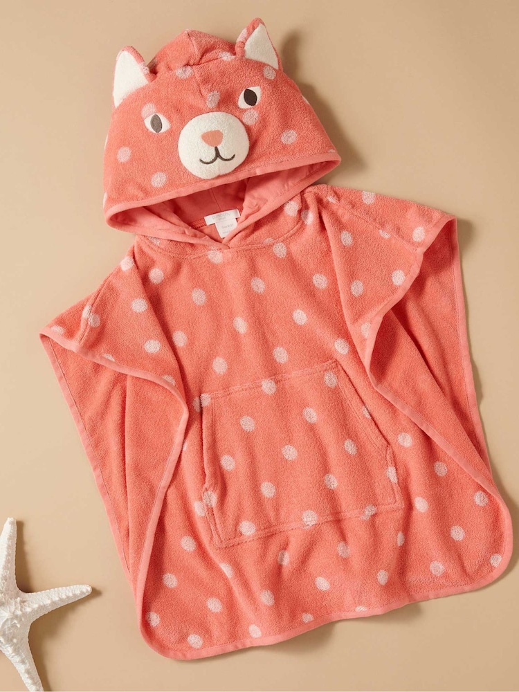 Purebaby Pink 100% Cotton Marine Stripe Swim Towel Poncho - Image 1 of 3 Purebaby Pink 100% Cotton Marine Stripe Swim Towel Poncho - Image 1 of 3