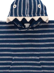 Purebaby Blue 100% Cotton Marine Stripe Swim Towel Poncho - Image 2 of 3